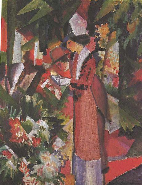 August Macke Walk in flowers oil painting image
